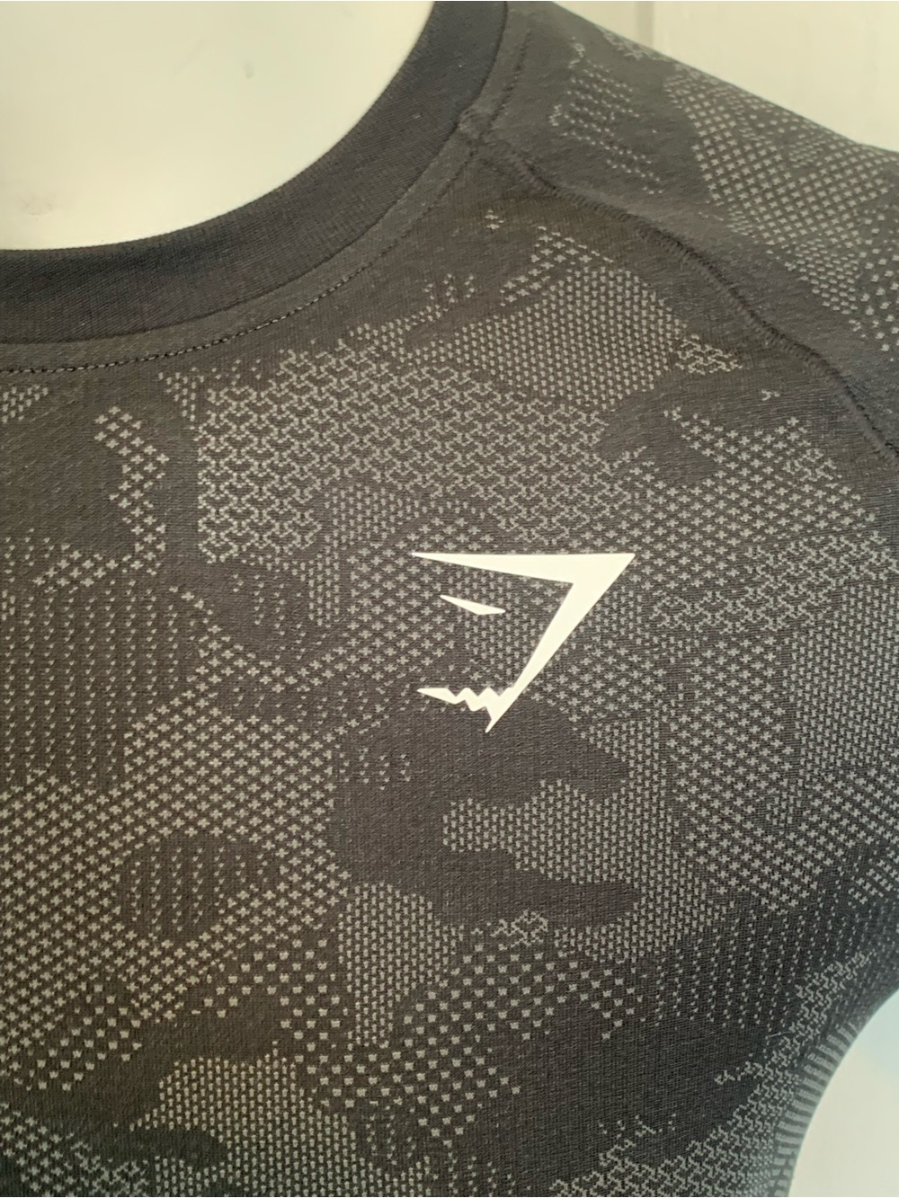 Gymshark Black & Dark Gray Camo Seamless Crop